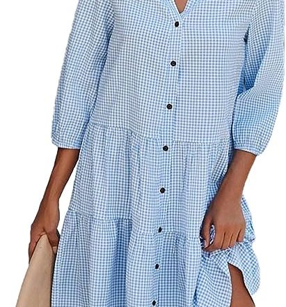 Plaid Print Shirt Dresses