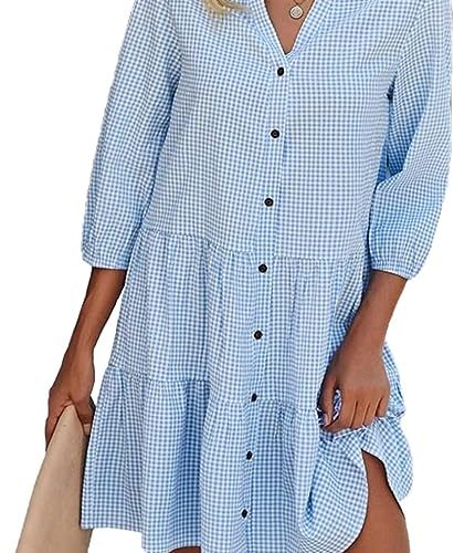 Plaid Print Shirt Dresses