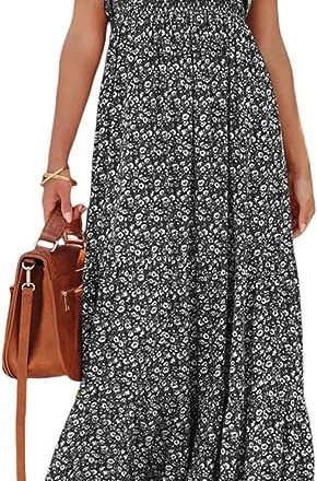 Short Sleeve Boho Floral Maxi Dress