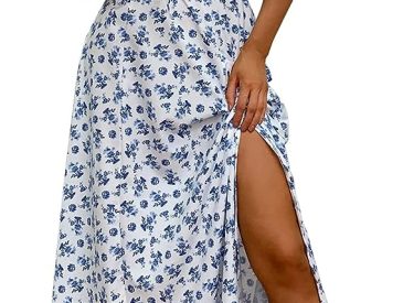 Summer Puff Sleeve Floral Split Maxi Dress