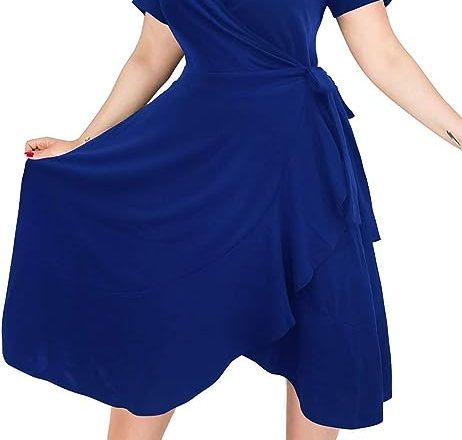 V Neck Plus Size Wrap Dress Casual