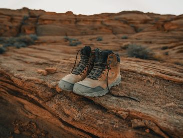 pair of brown leather boots